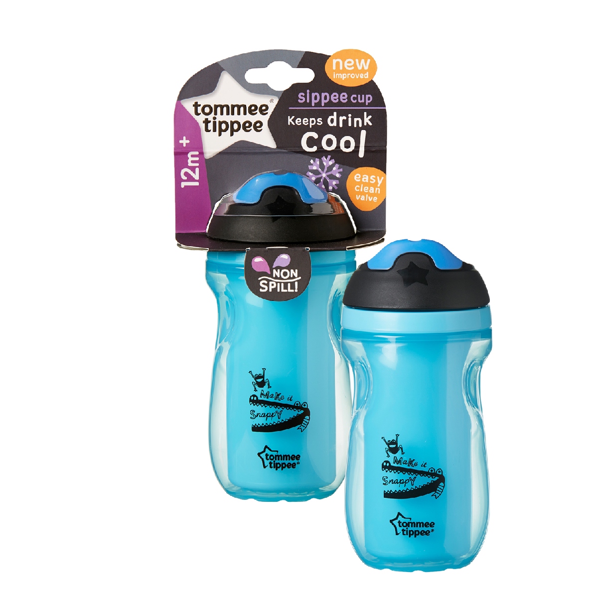 Tommee Tippee Insulated Toddler Water Bottle with Straw 2 Pack 12m+  Blue/Orange