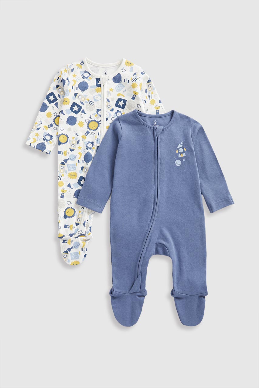 Buy Space Zip Up Baby Sleepsuits 2 Pack online Mothercare Kuwait